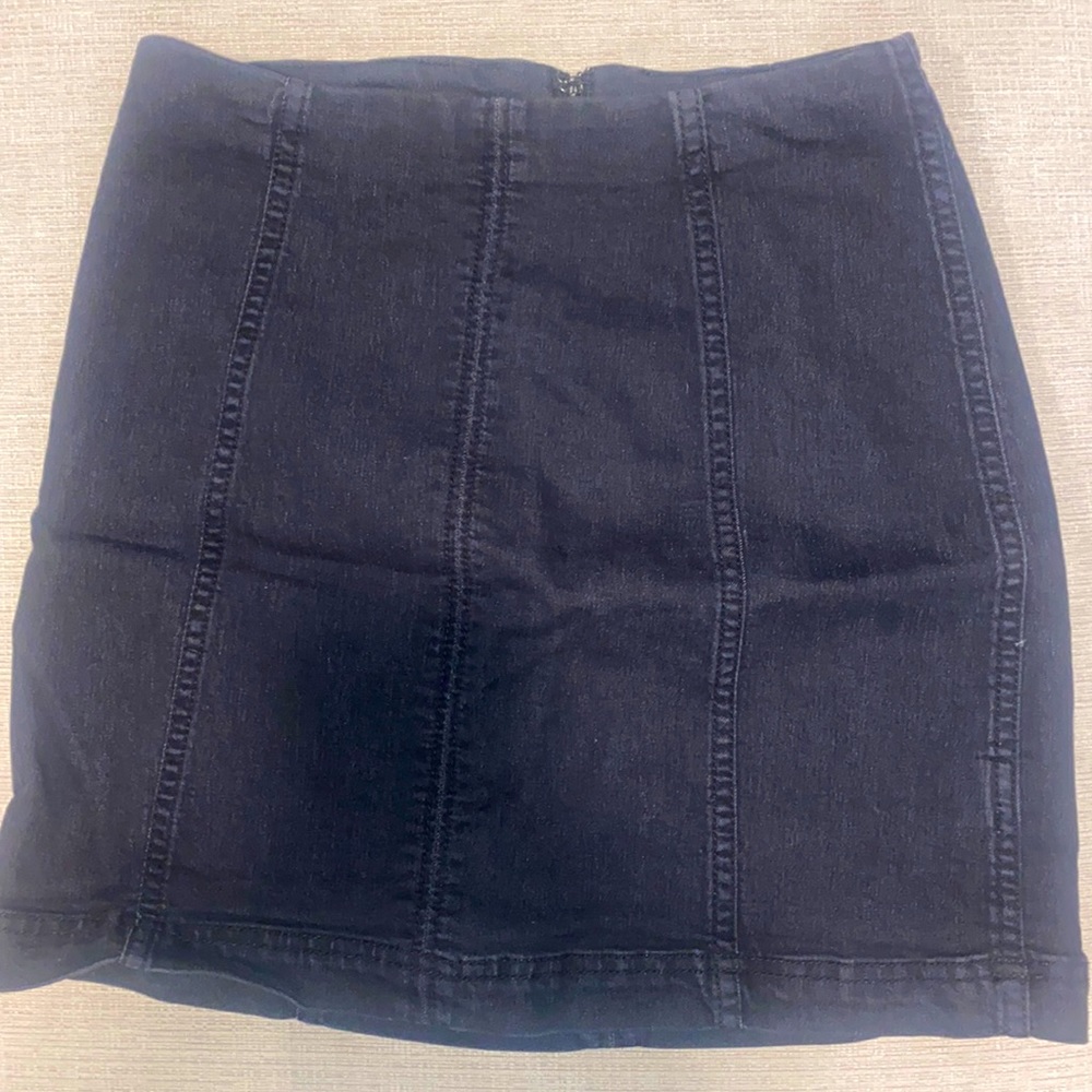 Free people black denim mini skirt